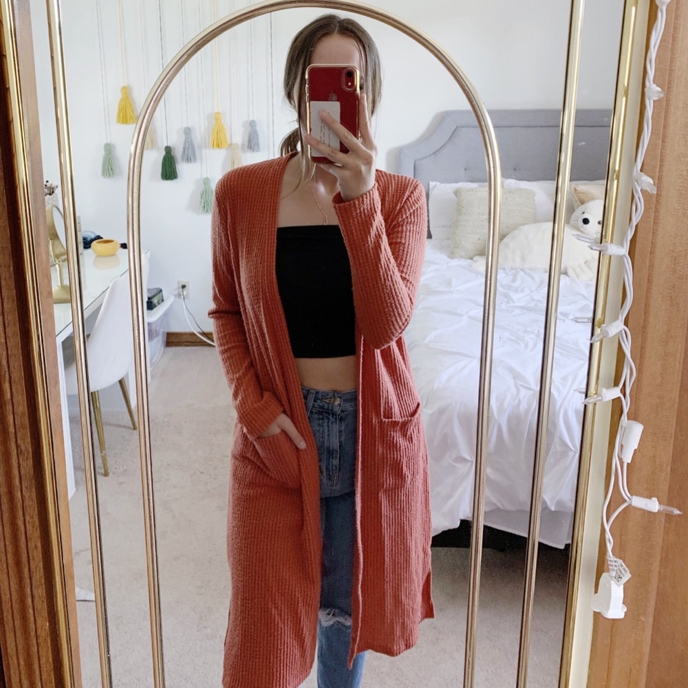 Alter’d State burnt orange long cardigan